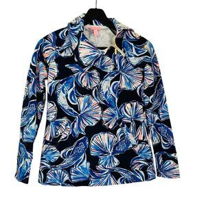 Lilly Pulitzer Booker Popover UPF 50+ Bright Navy In Reel Life Size XXS